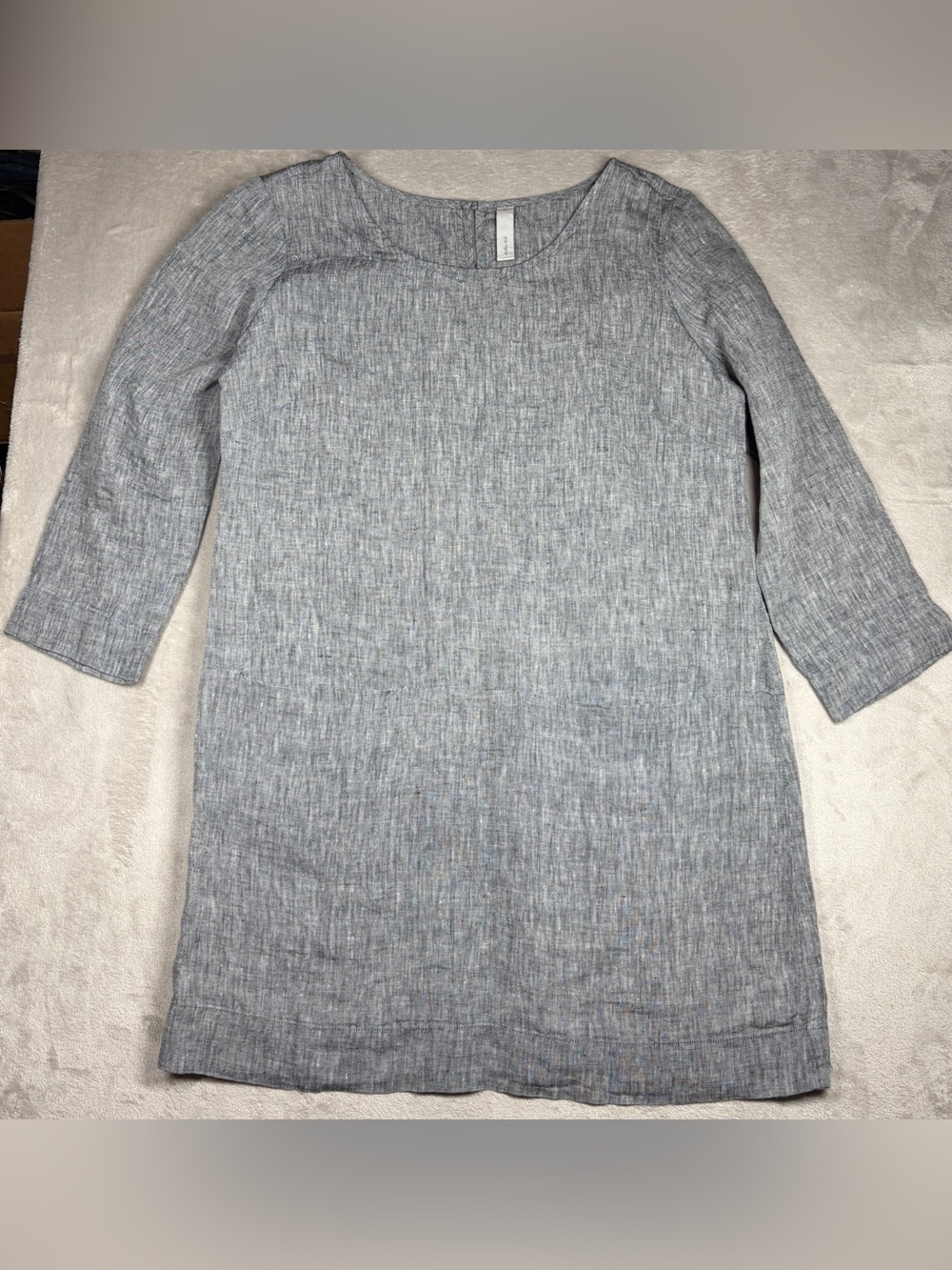 Studio 412 Gray Black Quarter Sleeve Shift Tunic Lagenlook Lightweight Blouse S